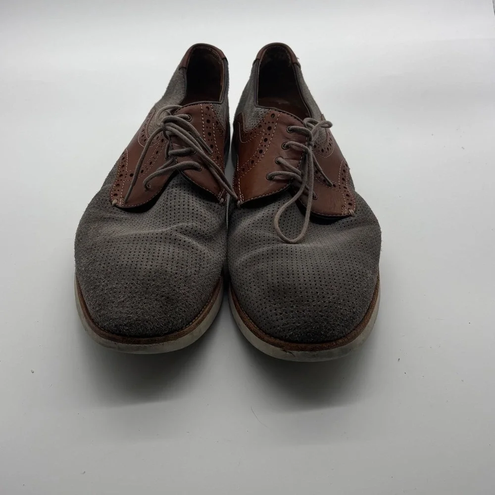Johnston & Murphy Mens 12M Gray Suede Brown Leather Wingtip Oxfords